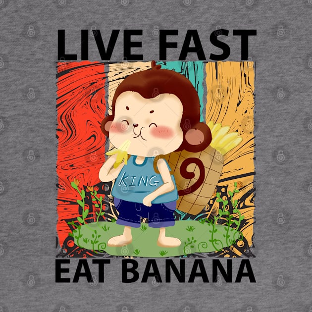 Live Fast Eat Banana Monkey Camping T-Shirt by YousifAzeez